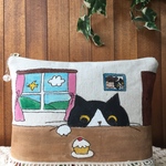 CATポーチ(黒白猫.ハチワレ.ケーキ)