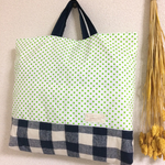 入学入園レッスンバッグハンドメイド緑水玉