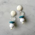 stcat風 ホワイト×クリア×グリーン大ぶりピアス