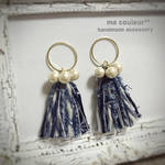 denim tassel -Perl- pierce*earring