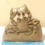 北海道天然木 組木 カニ 海の生物☆