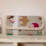 ✴︎ハンドメイド 長財布 通帳入 北欧 鳥 ピンク系✴︎