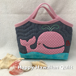 ミニグラニーバッグ☆女の子の水玉くじら☆ハワイアンキルト☆c2