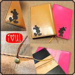 革にミッキーレーザー加工!文庫本サイズ!レザーブックカバー!A4までサイズ変更可能!