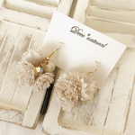 大粒スワロフスキーとパールの布花ピアス/イヤリング*