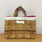 かご柄トートバッグ(リボン付き)