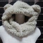 【新色】再販 白くまさんの耳付もこふわリバーシブルフードネックウォーマー