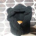 【新色】黒くまさんの耳付もこふわリバーシブルフードネックウォーマー