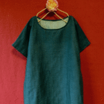 Wガーゼ ムラ染め風 半袖ワンピース インディゴ