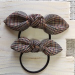ママとおそろいナチュラルリボン☆ヘアゴム うさ耳 グレンチェック