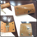 キャラクター スヌーピー足跡ボタン☆こだわり国産本革キーケース☆ 送料無料!