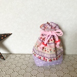 いちご ボーダー コップ袋 巾着袋 パープル