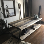 【無垢材とアイアン】3色の板が織り成す、雰囲気・味のあるローテーブル