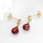 #418★マイクロカット★ロードライトガーネットのポストピアス14KGF
