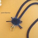 あったかもふもふ ファー付き ネックストラップ ネイビー×こげ茶色