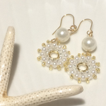 ♪パールビーズのサークルピアス〜ホワイト〜