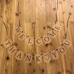 WELCOME &THANK♡YOU フラッグガーランド 2点セット 飾り付け ウェディング 結婚式 パーティー 前撮り クラフト紙選べる紐7色 サンキュー ウェルカム