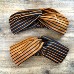 着物ターバン(濃紺、ストライプ)クロス