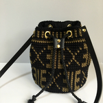 コットンニットバケツ巾着ショルダーバッグ ネイティヴカーキ