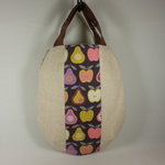 フルーツ柄北欧生地 本革持ち手 たまご型バッグ