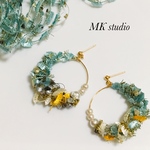 ミントカラーのフープピアス/ イヤリング