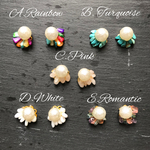 夏のシェルとパールのピアス