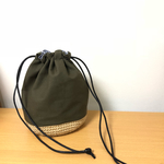 【送料無料・現品限定価格】麻ひも巾着BAG 小 / カーキ