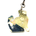 和柄の猫、レジン ストラップ