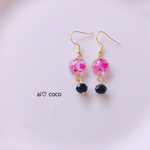 メモリーオイル入りかすみ草のお守りピアス