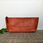 レザー♪ オレンジ ヌメ革 ペンケース(モカ茶色のファスナー) ★ポーチにも