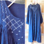 ◆夏物セール¥1,000引き!!◆◆刺繍 バルーン袖 ワンピース 紺