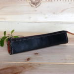 レザー♪ヌメ革 ブラック細身のペンケース