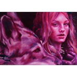 ○ 油絵・フレーム付き ○ -Wild and beauty02-狼と少女-