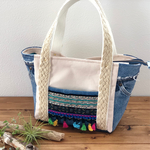 チロリアンテープ×麻ひものトートバッグ(ファスナーM)