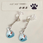レジン 金魚袋 シルバー イヤリング ピアス