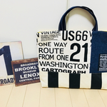 男前 英字×ストライプ レッスンバッグ 絵本バッグ 通園バッグ