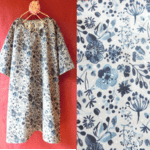 ◆期間限定セール¥3,000引き!!◆手描き風 水彩花草 ゆったりワンピース グレー