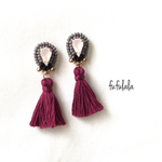 再販*ミニtassel˚₊×ビジューのビーズ刺繍ピアス/イヤリング(ピンク)