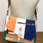 便利なキャリーオンタイプ☆ショルダーバッグ オレンジ&ネイビー
