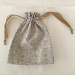 送料無料 リバティ カペル ライトグレーのシンプルな巾着 12㎜リボン No.10