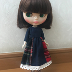 【あお様専用】リカちゃん、ブライス タータンチェックパッチワークワンピース
