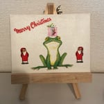 受注作成 かえるクリスマスボード カエルクリスマスパネル 蛙インテリアボード