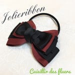 大人カラー❤︎ ジョリーリボン ヘアゴム  キッズSサイズ ブラック ワイン