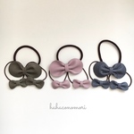 ハハコお揃い♡革リボンのヘアゴム 大小3つセット 全3色