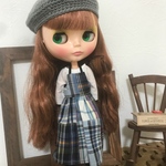 【送料無料】リカちゃん/ブライス チェック柄パッチワークジャンスカ、トップスセット