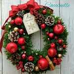 *クリスマスリース * ブルーアイス apple ribbon。.:*:・'°☆