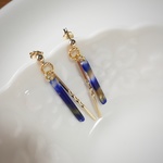 ブルーマーブル×ゴールドバーピアス