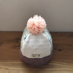 キッズ M チュールポンポン付き ニット帽 子供用 フルーツカシェ *帽子 M50〜54