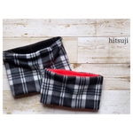 白黒チェック リバーシブル ネックウォーマー