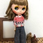 【送料無料】リカちゃん/ブライス 花柄トップス、デニムワイドパンツセット